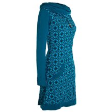 Vishes Langarm Damen Shirt Kleid Schalkragen Bedruckt 70er 80er Retro türkis 38