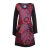 Vishes - Langarm Damen Lagen-Look Jersey-Kleid Mandalas V-Ausschnitt dunkelrot 36
