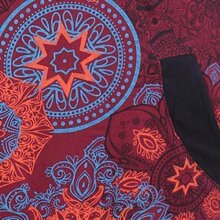 Vishes - Langarm Damen Lagen-Look Jersey-Kleid Mandalas V-Ausschnitt dunkelrot 48