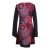 Vishes - Langarm Damen Lagen-Look Jersey-Kleid Mandalas V-Ausschnitt dunkelrot 48