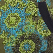 Vishes - Langarm Damen Lagen-Look Jersey-Kleid Mandalas V-Ausschnitt olive 44