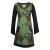 Vishes - Langarm Damen Lagen-Look Jersey-Kleid Mandalas V-Ausschnitt olive 46