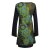 Vishes - Langarm Damen Lagen-Look Jersey-Kleid Mandalas V-Ausschnitt olive 46