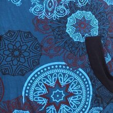 Vishes - Langarm Damen Lagen-Look Jersey-Kleid Mandalas V-Ausschnitt türkis 44