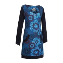 Vishes - Langarm Damen Lagen-Look Jersey-Kleid Mandalas V-Ausschnitt türkis 44