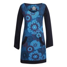 Vishes - Langarm Damen Lagen-Look Jersey-Kleid Mandalas...