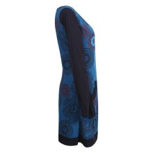 Vishes - Langarm Damen Lagen-Look Jersey-Kleid Mandalas V-Ausschnitt türkis 44-46