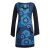 Vishes - Langarm Damen Lagen-Look Jersey-Kleid Mandalas V-Ausschnitt türkis 44-46