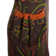 Vishes Langarm Damen Shirt Kleid Blumenkleid Hippie Bedruckt 70er 80er braun 36