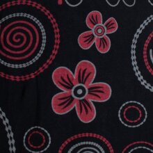 Vishes Langarm Damen Shirt Kleid Blumenkleid Hippie Bedruckt 70er 80er schwarz 38