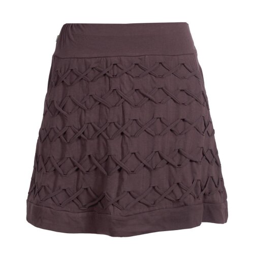 Vishes - Kurzer Damen Rock aus Baumwolle zum Überziehen mit Gummibund braun 38