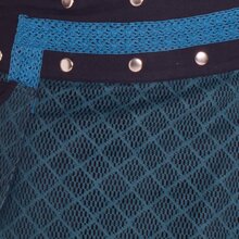 Vishes Damen Rock Mini Lagen Wickelrock Spitzenrock Spitze Baumwolle schwarz-türkis 36-44