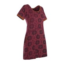Vishes kurzarm Damen Hippie T-Shirt Kleid Tunika Jerseykleid Baumwolle dunkelrot 42