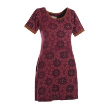 Vishes kurzarm Damen Hippie T-Shirt Kleid Tunika Jerseykleid Baumwolle dunkelrot 42