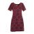 Vishes kurzarm Damen Hippie T-Shirt Kleid Tunika Jerseykleid Baumwolle dunkelrot 48-50