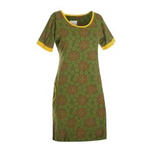 Vishes kurzarm Damen Hippie T-Shirt Kleid Tunika Jerseykleid Baumwolle olive 36