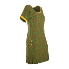Vishes kurzarm Damen Hippie T-Shirt Kleid Tunika Jerseykleid Baumwolle olive 42