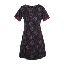 Vishes kurzarm Damen Hippie T-Shirt Kleid Tunika Jerseykleid Baumwolle schwarz 46-48