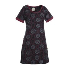 Vishes kurzarm Damen Hippie T-Shirt Kleid Tunika Jerseykleid Baumwolle schwarz 46-48