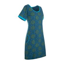 Vishes kurzarm Damen Hippie T-Shirt Kleid Tunika Jerseykleid Baumwolle türkis 36-38