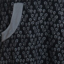 Vishes Damen Blumenkleid Langarm Shirtkleid Baumwollkleid mit Schnüren schwarz 38