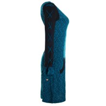 Vishes Damen Blumenkleid Langarm Shirtkleid Baumwollkleid mit Schnüren türkis 42