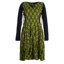 Vishes Langarm Damen Jersey-Kleid Blumenkleid Schnürung V-Ausschnitt olive 46
