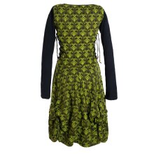 Vishes Langarm Damen Jersey-Kleid Blumenkleid Schnürung V-Ausschnitt olive 48