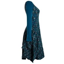 Vishes Langarm Damen Jersey-Kleid Blumenkleid Schnürung V-Ausschnitt schwarz 34