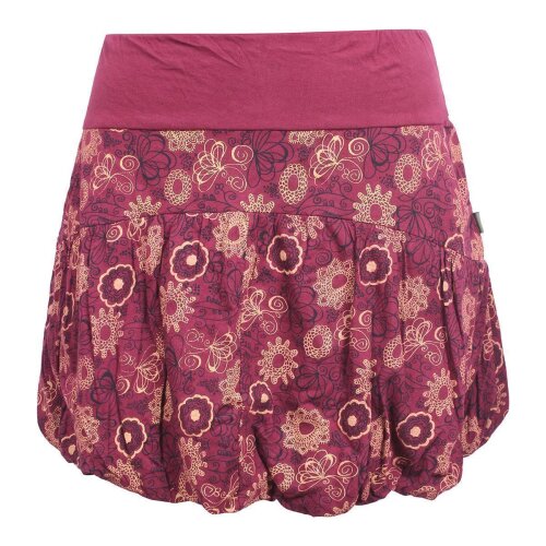 Vishes - Damen kurzer Ballon-Rock aus Baumwoll-Jersey mit Blumen-Druck und Taschen dunkelrot 38