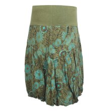 Vishes - Damen kurzer Ballon-Rock aus Baumwoll-Jersey mit Blumen-Druck und Taschen olive 44