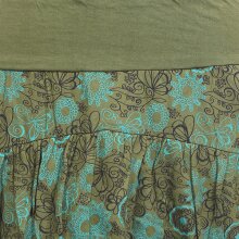 Vishes - Damen kurzer Ballon-Rock aus Baumwoll-Jersey mit Blumen-Druck und Taschen olive 48