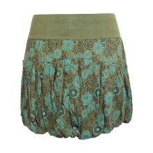 Vishes - Damen kurzer Ballon-Rock aus Baumwoll-Jersey mit Blumen-Druck und Taschen olive 48