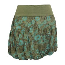 Vishes - Damen kurzer Ballon-Rock aus Baumwoll-Jersey mit Blumen-Druck und Taschen olive 48