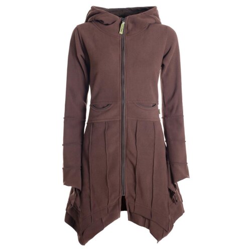 Vishes - Damen Fleecemantel Cardigan Zipfelkapuzenjacke Hooded Fleece Strickjacke braun 34-36