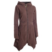 Vishes - Damen Fleecemantel Cardigan Zipfelkapuzenjacke Hooded Fleece Strickjacke braun 40