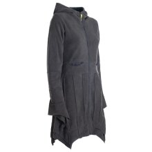 Vishes - Damen Fleecemantel Cardigan Zipfelkapuzenjacke Hooded Fleece Strickjacke schwarz 32