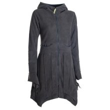 Vishes - Damen Fleecemantel Cardigan Zipfelkapuzenjacke Hooded Fleece Strickjacke schwarz 32