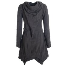 Vishes - Damen Fleecemantel Cardigan Zipfelkapuzenjacke Hooded Fleece Strickjacke schwarz 40