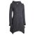Vishes - Damen Fleecemantel Cardigan Zipfelkapuzenjacke Hooded Fleece Strickjacke schwarz 40-42