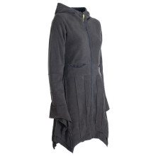 Vishes - Damen Fleecemantel Cardigan Zipfelkapuzenjacke Hooded Fleece Strickjacke schwarz 44-46