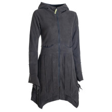 Vishes - Damen Fleecemantel Cardigan Zipfelkapuzenjacke Hooded Fleece Strickjacke schwarz 44-46
