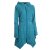 Vishes - Damen Fleecemantel Cardigan Zipfelkapuzenjacke Hooded Fleece Strickjacke türkis 34