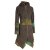 Vishes - Damen Mantel Fleecemantel Cardigan Zipfelkapuzenjacke Hooded Fleece Strickjacke olive 42