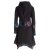 Vishes - Damen Mantel Fleecemantel Cardigan Zipfelkapuzenjacke Hooded Fleece Strickjacke schwarz 44