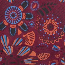 Vishes - Langarm Damen Hoodie Baumwoll Kapuzenshirt Blumenshirt mit Blumen Druck und Kängurutasche dunkelrot 42