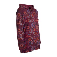 Vishes - Langarm Damen Hoodie Baumwoll Kapuzenshirt Blumenshirt mit Blumen Druck und Kängurutasche dunkelrot 42