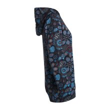 Vishes - Langarm Damen Hoodie Baumwoll Kapuzenshirt Blumenshirt mit Blumen Druck und Kängurutasche schwarz 44