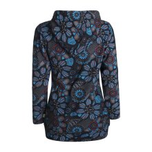 Vishes - Langarm Damen Hoodie Baumwoll Kapuzenshirt Blumenshirt mit Blumen Druck und Kängurutasche schwarz 46