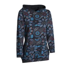 Vishes - Langarm Damen Hoodie Baumwoll Kapuzenshirt Blumenshirt mit Blumen Druck und Kängurutasche schwarz 46